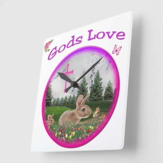 キリスト教のバニー スクエア壁時計 (傾斜)