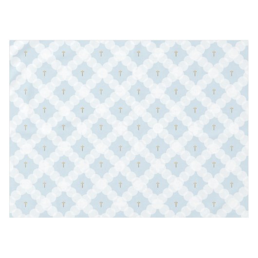 キリスト教のバプテスマを越えた白い円金ゴールド テーブルクロス (正面(横))