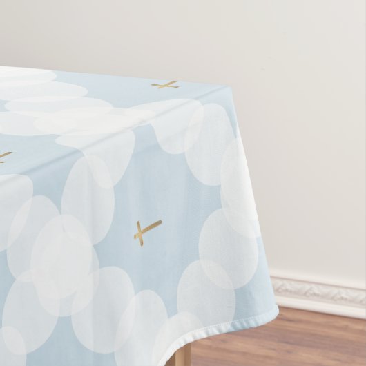 キリスト教のバプテスマを越えた白い円金ゴールド テーブルクロス (インサイチュ)