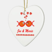 キリスト教のバレンタインの記号-オレンジv1 セラミックオーナメント (左)