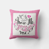 キリスト教のバレンタイン・デイ・イエスが私を愛するピンクの白 クッション (裏面)