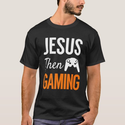キリスト教のビデオゲームをゲームする Tシャツ (正面)