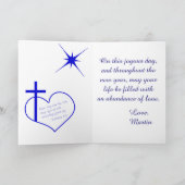 キリスト教のメリークリスマスの青いカスタマイズ可能 シーズンカード (内部)