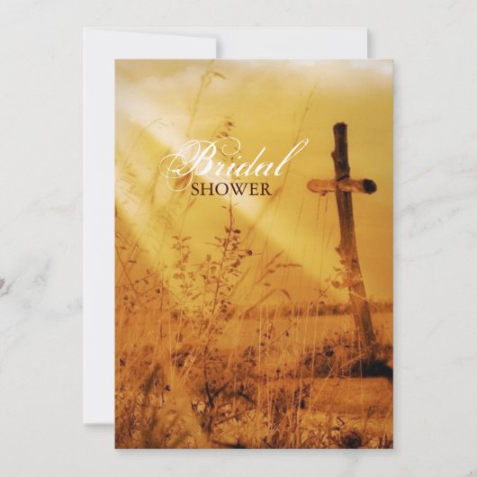 キリスト教のヴィンテージの国の十字のブライダルシャワー 招待状 (正面)