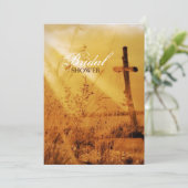 キリスト教のヴィンテージの国の十字のブライダルシャワー 招待状 (スタンド正面)