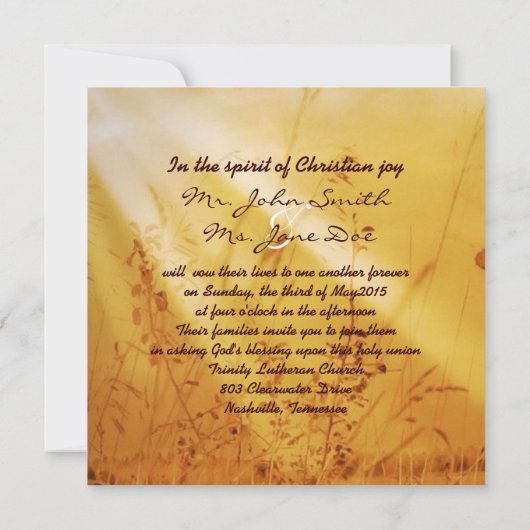 キリスト教のヴィンテージの国の十字の結婚式 招待状 (裏面)