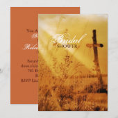 キリスト教のヴィンテージカントリークロス ブライダルシャワー 招待状 (正面/裏面)
