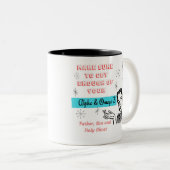 キリスト教の三位一体のレトロの50年代の生意気なイエス・キリストのマグ ツートーンマグカップ (正面右)