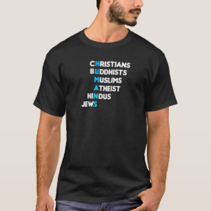 キリスト教の仏教イスラム教ヒンドゥー教ユダヤ人の宗教 Tシャツ