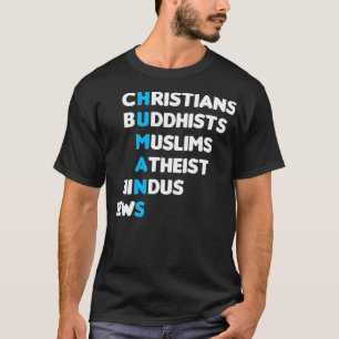 キリスト教の仏教イスラム教ヒンドゥー教ユダヤ人の宗教 Tシャツ