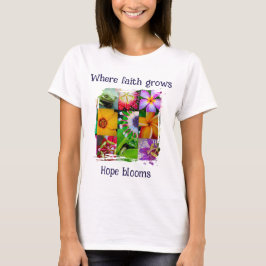 キリスト教の信仰が成長する花コラージュ希望は花開く Tシャツ