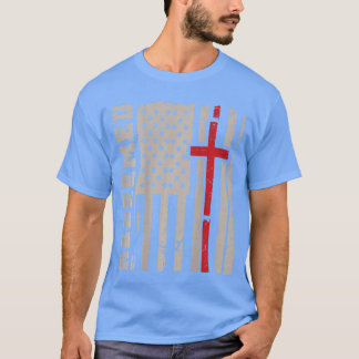 キリスト教の信仰が救われた男性の十字架神様バックプリントTシャツ Tシャツ