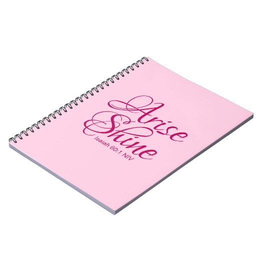 キリスト教の信仰が生まれ、聖書の聖句ピンクに輝く ノートブック (左側)