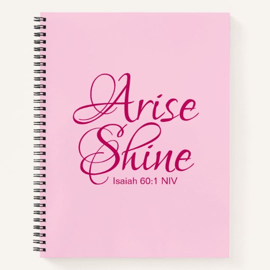キリスト教の信仰が生まれ、聖書の聖句ピンクに輝く ノートブック (正面)