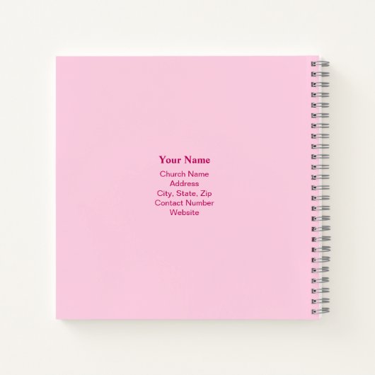 キリスト教の信仰が生まれ、聖書の聖句ピンクに輝く ノートブック (裏面)