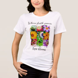 キリスト教の信仰が育む花コラージュ 希望が花開く トライブレンドTシャツ