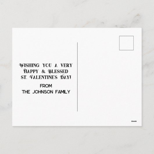 キリスト教の信仰のバレンタインデー シーズンポストカード (裏面)