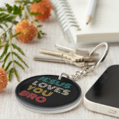 キリスト教の信仰のレトロ、イエスはおもしろいあなたを愛している キーホルダー (正面右)