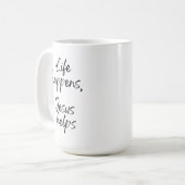 キリスト教の信仰の引用 手書きのミニマリスト コーヒーマグカップ (正面左)