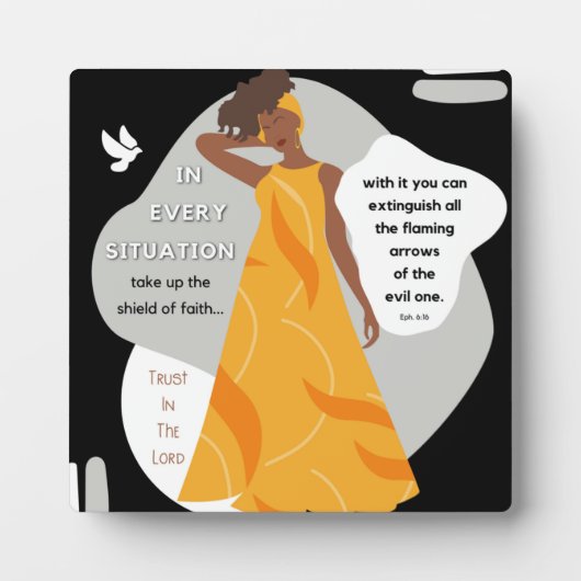 キリスト教の信仰の盾を取る フォトプラーク (正面)