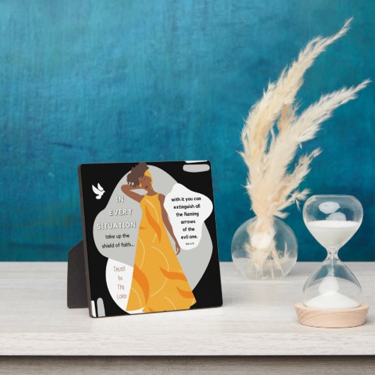 キリスト教の信仰の盾を取る フォトプラーク (インサイチュ)