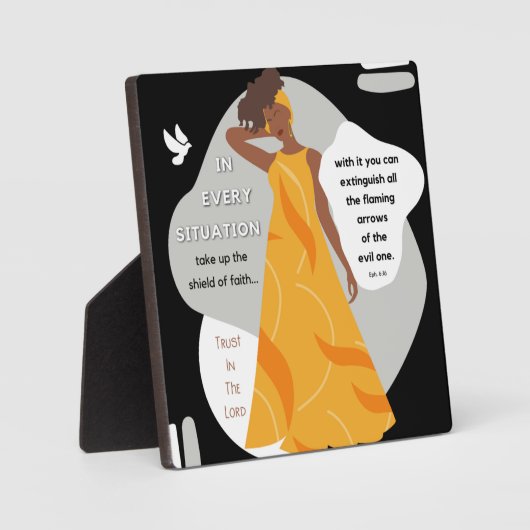 キリスト教の信仰の盾を取る フォトプラーク (正面)