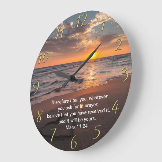 キリスト教の信仰はマルコ11:24と交わる ラージ壁時計 (傾斜)