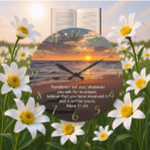 キリスト教の信仰はマルコ11:24と交わる ラージ壁時計