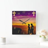 キリスト教の信仰は、2コリント5:7スクアールと交差する スクエア壁時計 (ホーム)