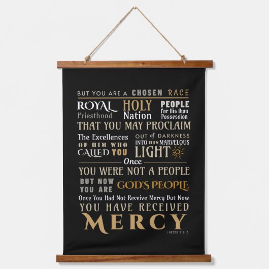 キリスト教の信仰1ペテロ2:9-10あなたは選ばれた壁 吊り下げ型タペストリー (正面)