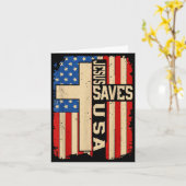 キリスト教の信仰 イエスがアメリカを救う 愛国的なアメリカ人 カード (黄色い花)