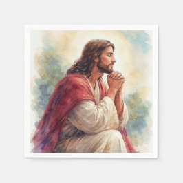 キリスト教の信仰 | イエスの祈りの水彩画 スタンダードカクテルナプキン