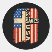 キリスト教の信仰 イエス アメリカを救う 愛国的なアメリカ人 ラウンドシール (正面)