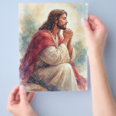 キリスト教の信仰 | イエス・キリストの祈りの水彩画アート チラシ (手)