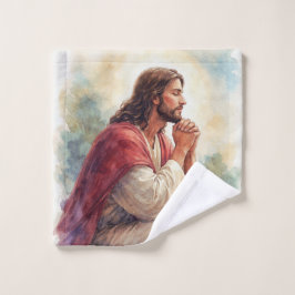キリスト教の信仰 | イエス・キリストの祈りの水彩画 ウォッシュタオル
