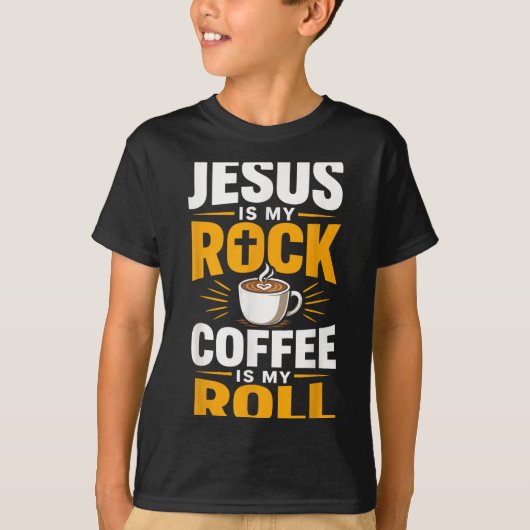 キリスト教の信仰 イエス コーヒー 朝の祈り Tシャツ (正面)