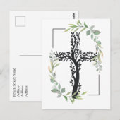 キリスト教の信仰 | 十字架と枝 ポストカード (正面/裏面)