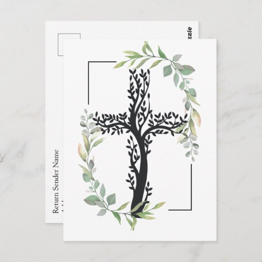 キリスト教の信仰 | 茎のある十字架 ポストカード (正面/裏面)