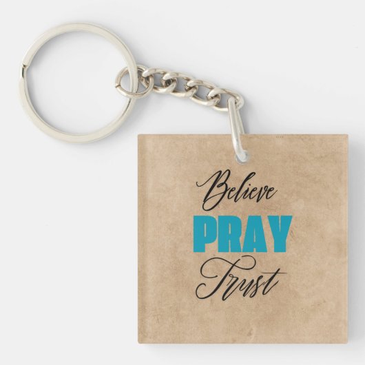 キリスト教の信仰 Believe, Pray and Trust キーホルダー (正面)