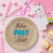 キリスト教の信仰 Believe, Pray and Trust  ペーパープレート (パーティー)