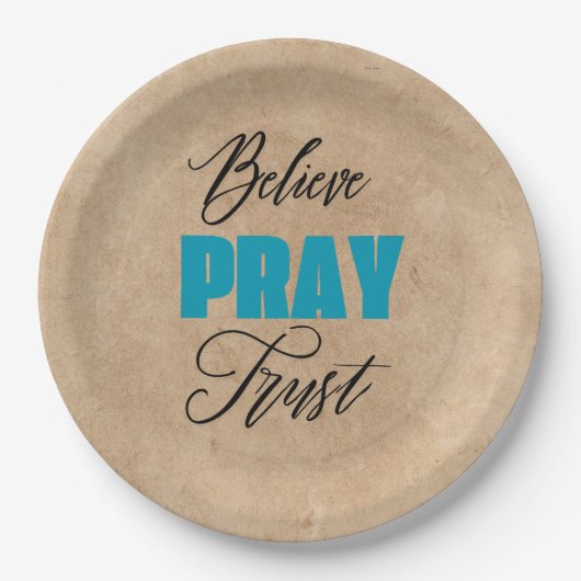 キリスト教の信仰 Believe, Pray and Trust  ペーパープレート (正面)