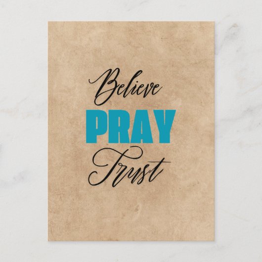 キリスト教の信仰 Believe, Pray and Trust ポストカード (正面)