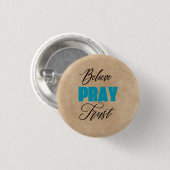 キリスト教の信仰 Believe, Pray and Trust 缶バッジ (正面&裏面)