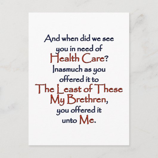 キリスト教の健康気に ポストカード (正面)