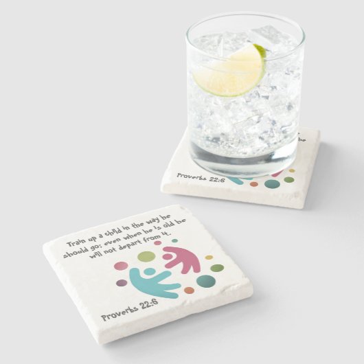 キリスト教の先生ギフト箴言22:6節 ストーンコースター (横)