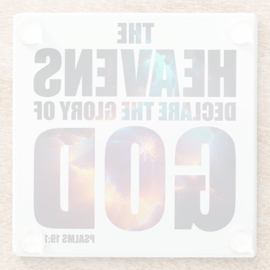 キリスト教の創造:天国神の栄光を宣言 ガラスコースター (裏面)