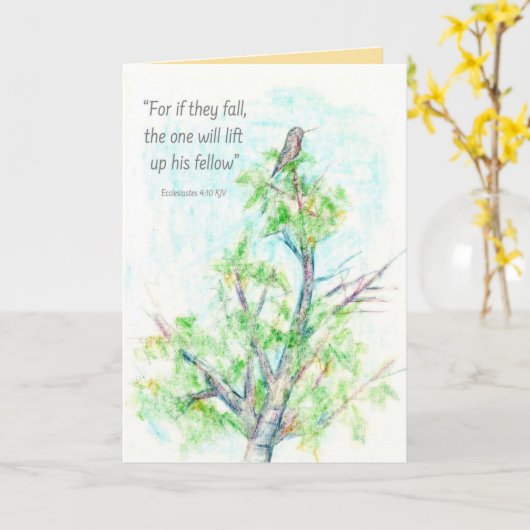 キリスト教の励まし 伝道の書 聖書の鳥 カード (黄色い花)