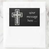 キリスト教の十字の記号のかわいらしい灰色の花 長方形シール (バッグ)