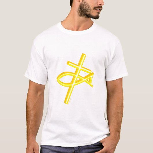 キリスト教の十字の魚 Tシャツ (正面)