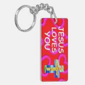 キリスト教の十字架であなたを愛するイエス キーホルダー (正面左)